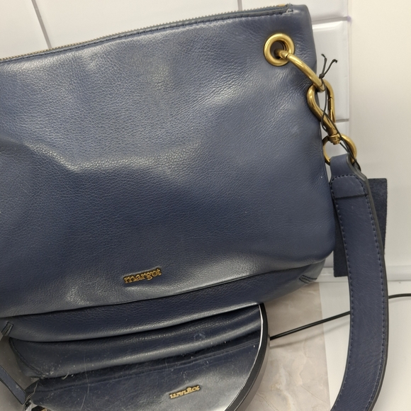Margot New York Blue Leather Shoulder Bag 9.5x12 - Picture 5 of 15